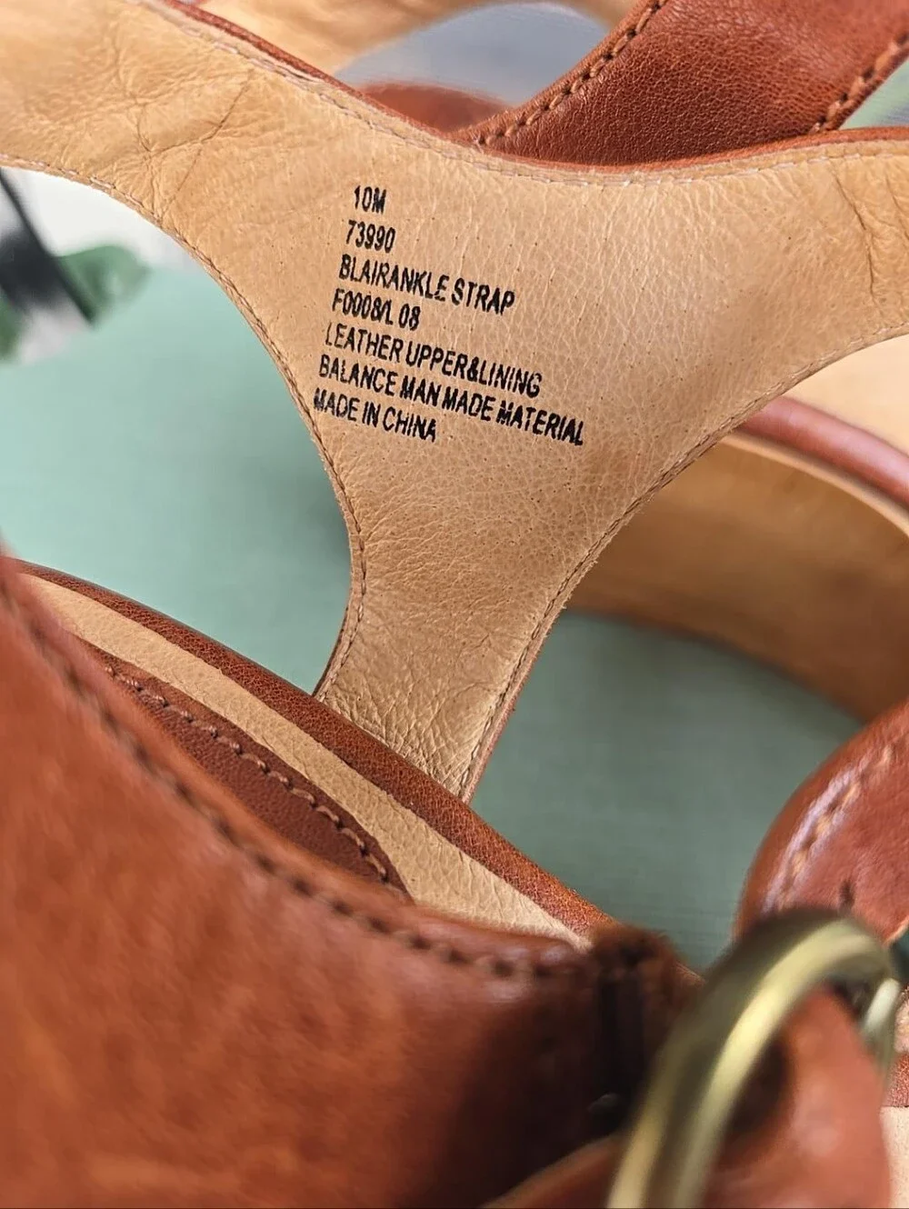 Frye Blair Cognac Leather Closed Toe Mary Jane Platform Wedges Size 10M